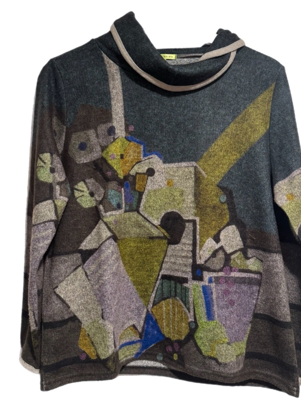 Trisha Tyler Women’s Cowl Neck Abstract Sweater